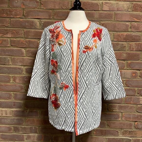 Chico’s Artisan Embroidered Applique Jacket - Picture 2 of 9